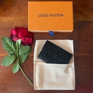 Rare Louis Vuitton Black Satin Monogram Mini Porte Monnaie Card Holder Wallet